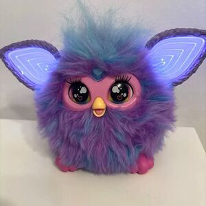 Furby Purple Plush Tie Dye Interactive Toy 2023 Glowing Ears Tested Works